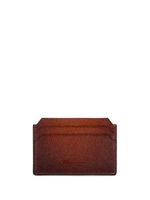 Santoni debossed-logo grained-leather cardholder - Marron