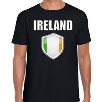 Ierland vlag thema landen t-shirt - zwart - voor heren - Supporters kleding - korte mouwen