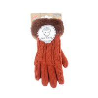 Oranje gebreide handschoenen teddy voor kinderen One size  -