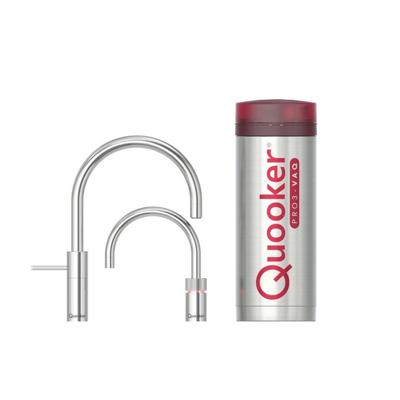 Quooker Nordic Round Twintaps kokendwaterkraan - draaibare uitloop - PRO3 reservoir - Warm / kokend water - Chroom 3NRCHRTT