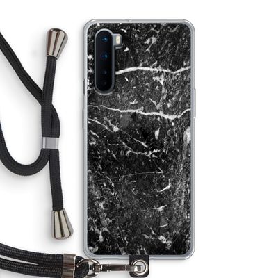Zwart marmer: OnePlus Nord Transparant Hoesje met koord