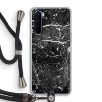 Zwart marmer: OnePlus Nord Transparant Hoesje met koord Zwart marmer: OnePlus Nord Transparant Hoesje met koord