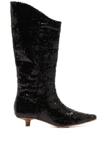 Senso bottes Franca à sequins brodés - Noir