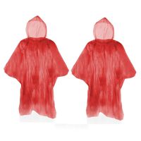 Pakket van 10x stuks wegwerp regen ponchos voor kinderen rood - thumbnail