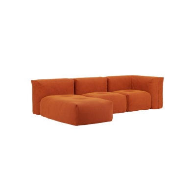 Soft Sofa Indoor - 3 Seater w/ Lounger - Oransje - SACKit