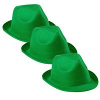 Carnaval verkleed trilby hoedje - 6x - groen - polyester - volwassenen/heren/dames