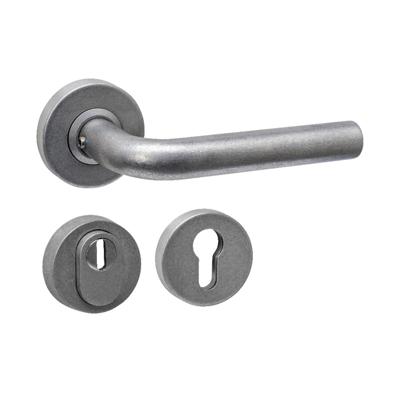 Intersteel Achterdeurbeslag SKG3 deurkruk Luzern met Rond Veiligheidsrozet RVS getrommeld