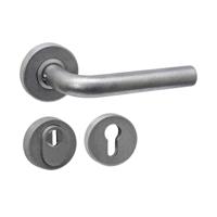 Intersteel Achterdeurbeslag SKG3 deurkruk Luzern met Rond Veiligheidsrozet RVS getrommeld