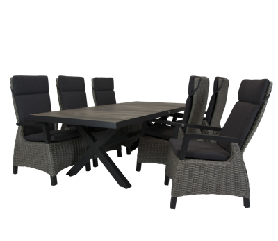 Qopps Admiral tuintafel 224 x 104 met Orlon verstelbare tuinstoel