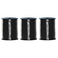 Zwart sier cadeau lint - 3x rollen - 500 meter x 5 milimeter breed - Feestartikelen en versiering