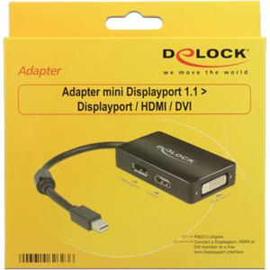 DeLOCK 0.16m DisplayPort/Displayport + HDMI + DVI 0,16 m Mini DisplayPort DisplayPort + DVI + HDMI Zwart