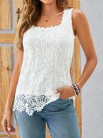 Casual Lace Plain Tank Top