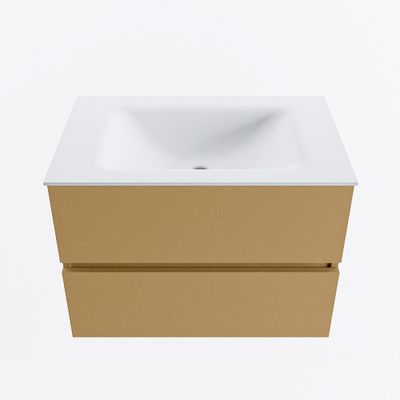 MONDIAZ VICA 70cm badmeubel onderkast Oro 2 lades. Wastafel CLOUD midden 1 kraangat, kleur Talc.