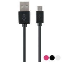 Kabel USB naar Micro-USB KSIX 1 m Kleur Zwart