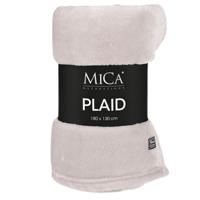 Fleece deken - lichtgrijs- 130 x 180 cm - polyester - Famke - plaid