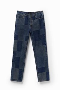 Straight jeans met ruiten - BLUE - 30