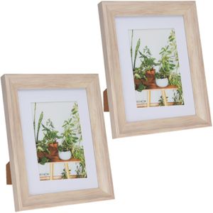 2x stuks kunststof fotolijst hout look geschikt voor een foto van 15 x 20 cm