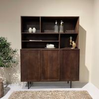 Livingfurn Wandkast Elan Brown Mangohout, 135cm - Bruin - thumbnail