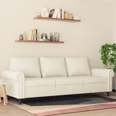 Driezitsbank 180 cm fluweel crmekleurig
