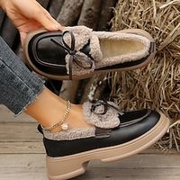 Dames Instappers Mary Jane Platform loafers Buiten Werk Dagelijks Winter Plateau Sleehak Ronde Teen leuke Style Casual Comfortabel Imitatieleer Imitatiebont Leegloper Zwart Beige Lightinthebox