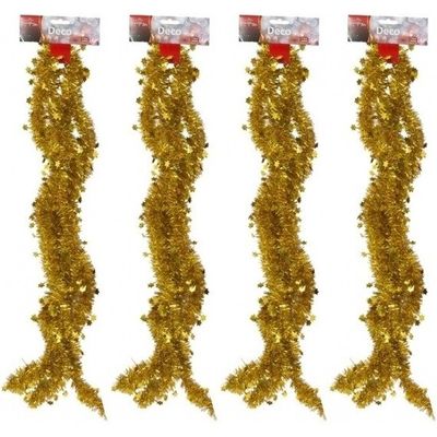 4x Gouden tinsel kerstslingers 270 cm