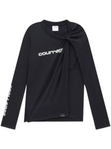 Courrèges haut froncé à logo imprimé - Noir