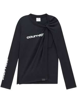 Courrèges haut froncé à logo imprimé - Noir
