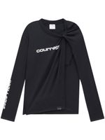 Courrèges haut froncé à logo imprimé - Noir