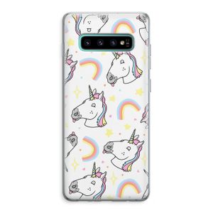 Rainbow Unicorn: Samsung Galaxy S10 Plus Transparant Hoesje