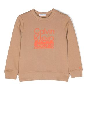 Calvin Klein Kids sweat à logo imprimé - Tons neutres