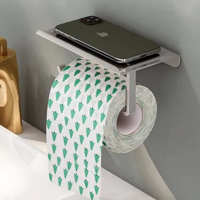 SmartHold Luxe - Aluminium Toiletrolhouder met Telefoonplankje