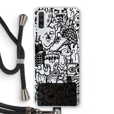 Vexx Black Mixtape: Samsung Galaxy A70 Transparant Hoesje met koord