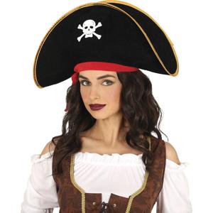 Piratenhoed zwart - Verkleed hoeden - Volwassenen - polyester - piraten/zeerover thema