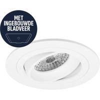 Spot Armatuur GU10 - Pragmi Motion - GU10 Inbouwspot met Bladveren - Rond - Kantelbaar - Wit - Aluminium - Ø92mm