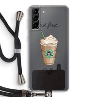 But first coffee: Samsung Galaxy S21 Plus Transparant Hoesje met koord