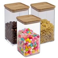 5Five - 3x stuks - Keuken opslag voorraadpot - Berlino - kunststof/bamboe - 1500 ml - voedsel