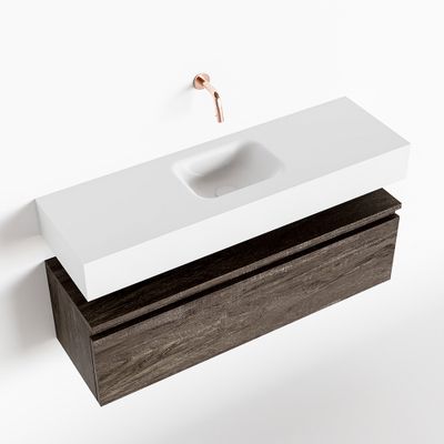 Toiletmeubel Mondiaz Andor | 100 cm | Meubelkleur Dark brown | Lex vrijhangend wastafel Talc Midden | Zonder kraangat