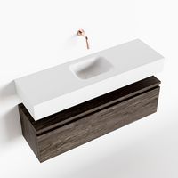 Toiletmeubel Mondiaz Andor | 100 cm | Meubelkleur Dark brown | Lex vrijhangend wastafel Talc Midden | Zonder kraangat