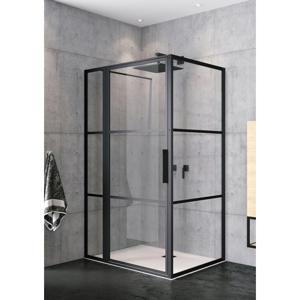 Riho Grid douchecabine XL 120x90x200cm 1 draaideur zwart profiel en helder glas G004020121