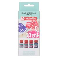 Talens art creat.glas & porselein dekkend 4 x30ml roze zilver