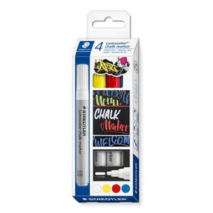 Staedtler Lumocolor krijtstift Rond Blauw, Rood, Wit, Geel 4 stuk(s)