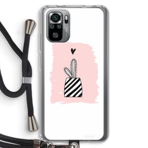 Zwart-wit cactus: Xiaomi Redmi Note 10S Transparant Hoesje met koord