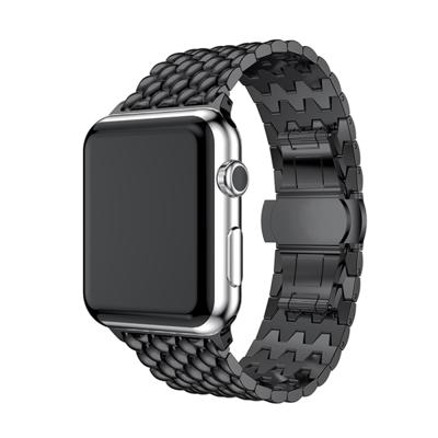 Dragon graan Solid roestvrijstalen polsband horlogeband voor Apple Watch serie 3 & 2 & 1 42mm (zwart)
