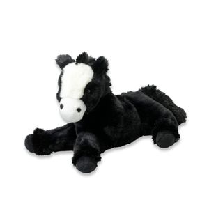 Pluche paard knuffel - liggend - zwart - polyester - 30 cm   -