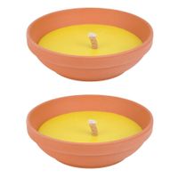 Citronella kaars in terracotta schaal - 6x - 23 cm - 15 branduren - citrusgeur - thumbnail