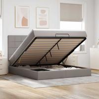 Ottoman bed met matras en LED's 180x200cm stof taupe