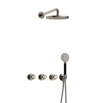 Hotbath Cobber IBSW70 Regendoucheset inbouw - 38.5cm wandarm - 20cm ronde hoofddouche - 3 standen handdouche - Geborsteld nikkel IBSW70GN1