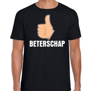 Beterschap duim omhoog cadeau shirt zwart voor heren