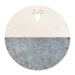 QUVIO Memobord rond hout + half vilt - Grijs