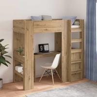 Loft Bedframe met Bureau Artisan Eiken 75 x 190 cm Bewerkt hout